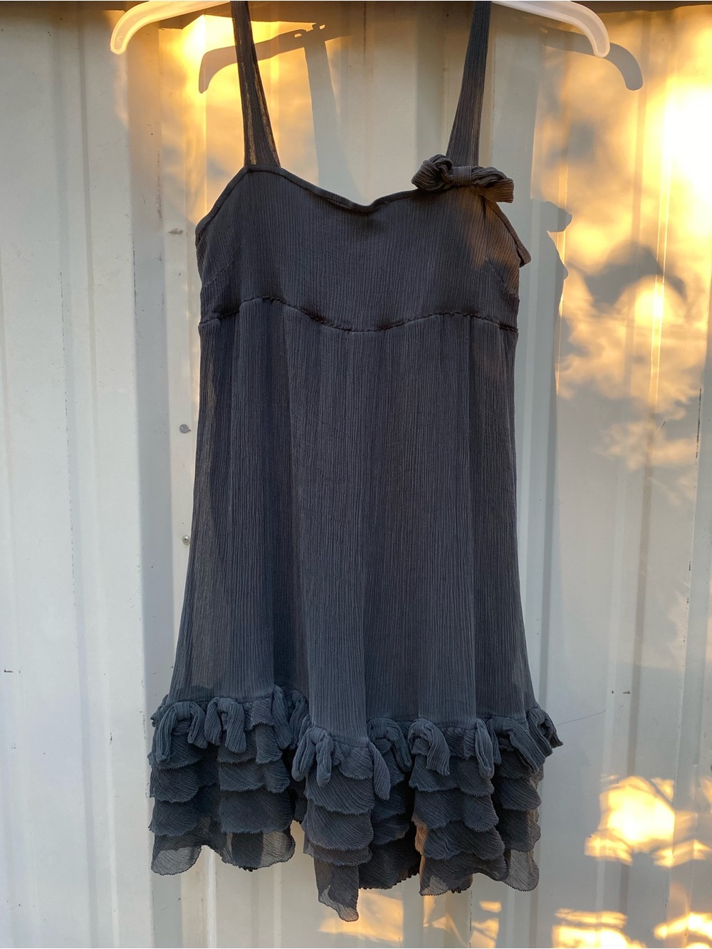 Vintage Y2K Juicy Couture Black 100% Silk Cascading Ruffle Mini Dress – Size M